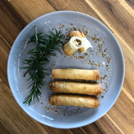 CHEESE FILO FINGERS + FIGS + WALLNUTS